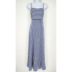 Cupshe NWT Blue Stripe Maxi Dress Womens Large Flowy Sundress Vacation Summer
